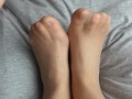 CUTE FEET IN NYLONS TAKE A LOAD OF CUM