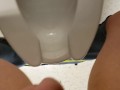 POV Girl w/ hairy Pussy Makes A Mess At The Public Toilet
