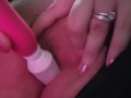 2 toys 1 girl female orgasm shaved pussy