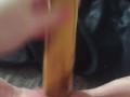 Teen fucks her tight little pussy with a banana & squirts everywhere