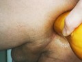 huge vegetable insertion - anal gape close up
