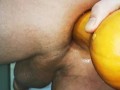 huge vegetable insertion - anal gape close up