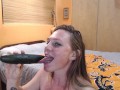Sucking Cucumber With Super Long Tongue