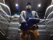 Elevator Jerking Off during Coronavirus Cums Big