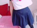 School Girl Spreading and Fingering Super Creamy Pink Pussy Close Up!