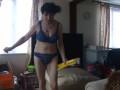 "REFRESHING MY HOT SEXY FEET!" SEXY BARE LEGS TRANSPARENT UNDERWEAR BLUE!