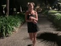 Busty Candy Alexa playing with her pussy in public park 