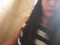 Girl pissing selfie and licking the toilet clean
