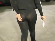 Candid Big Booty Wife in See Through Leggings