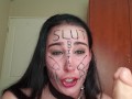 Self degrading slut gags herself and self face slapping with dirty talk