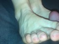 Amateur footjob #74 intense ballbusting with cum on veiny feet