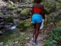 Ebony Slut Jogging and Flashing Big Boobs in the Neck of the Woods - Jhodez