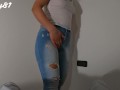Step Mom teases me, provokes and rubs while trying on pants skinny jeans ( BIG ASS)