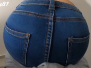 Step Mom teases me, provokes and rubs while trying on pants skinny jeans ( BIG ASS)