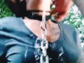 Super wet and sloppy facefucking, on a leash ROUGH THROAT PIE