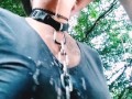 Super wet and sloppy facefucking, on a leash ROUGH THROAT PIE