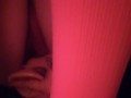 Girl with pink socks fucking her dildo