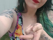 Giantess outdoors shrinks,stomps you in2 submission fucking her pussy 2 cum