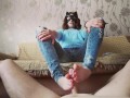 Home handjob and footjob