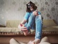 Home handjob and footjob