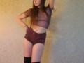 Dance & strip to nude. (Tall socks & short shorts) 