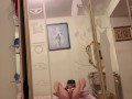 Girl with big Tits Fucks pussy with huge black dick in front of the mirror