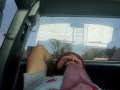sexy dadbod with beard masturbating in public parking lot 