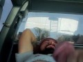 sexy dadbod with beard masturbating in public parking lot 