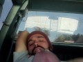 sexy dadbod with beard masturbating in public parking lot 