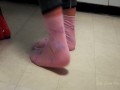 Japanese Girl Plays with Feet in Pink Tabi Socks
