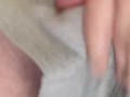 Milf pissing in  her grey shorts 