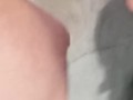 Milf pissing in  her grey shorts 