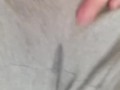 Milf pissing in  her grey shorts 