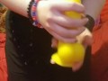 Sexy goth Unboxing, bright yellow dragon dildo