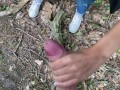 A stranger with big boobs jerks me off in the woods 4K