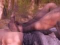 Perv Spies on Pantyhose Babe in Forest & Gets a Blowjob & Footjob Outdoors