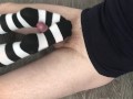 sexy girl footjob & sockjob with knee socks cumshot feet