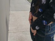 Standing Outdoor Piss On A Wall Wearing Men's Jeans