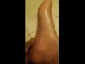 Ebony feet oil massage. 