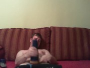 Playing with my blue fleshlight while watching pron