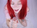 Red head hot BJ and cumshot POV. Making daddy feel good after work