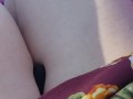 BBW cutie masturbating in hammock outside