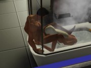 Blowjob in the shower! Made a stepsister | porno game, 3d, sims sex