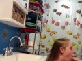 Daddy fucks me in the bathroom and cums in my pussy