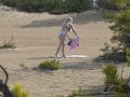 voyeur hunting. I spied a tanning and masturbating blonde