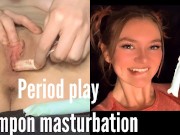 Period masturbation with tampon play and insertion! Sexy white babe Emily R