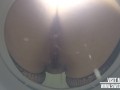 Peeing and anal milk enema camera in toilet bowl