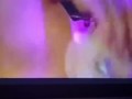 Girl Cumming with vibrator & dildo while watching male jerking....