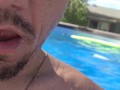 Fucking BBW in the pool outside