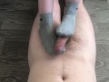 teen footjob & sockjob with gray nike socks after training cumshot